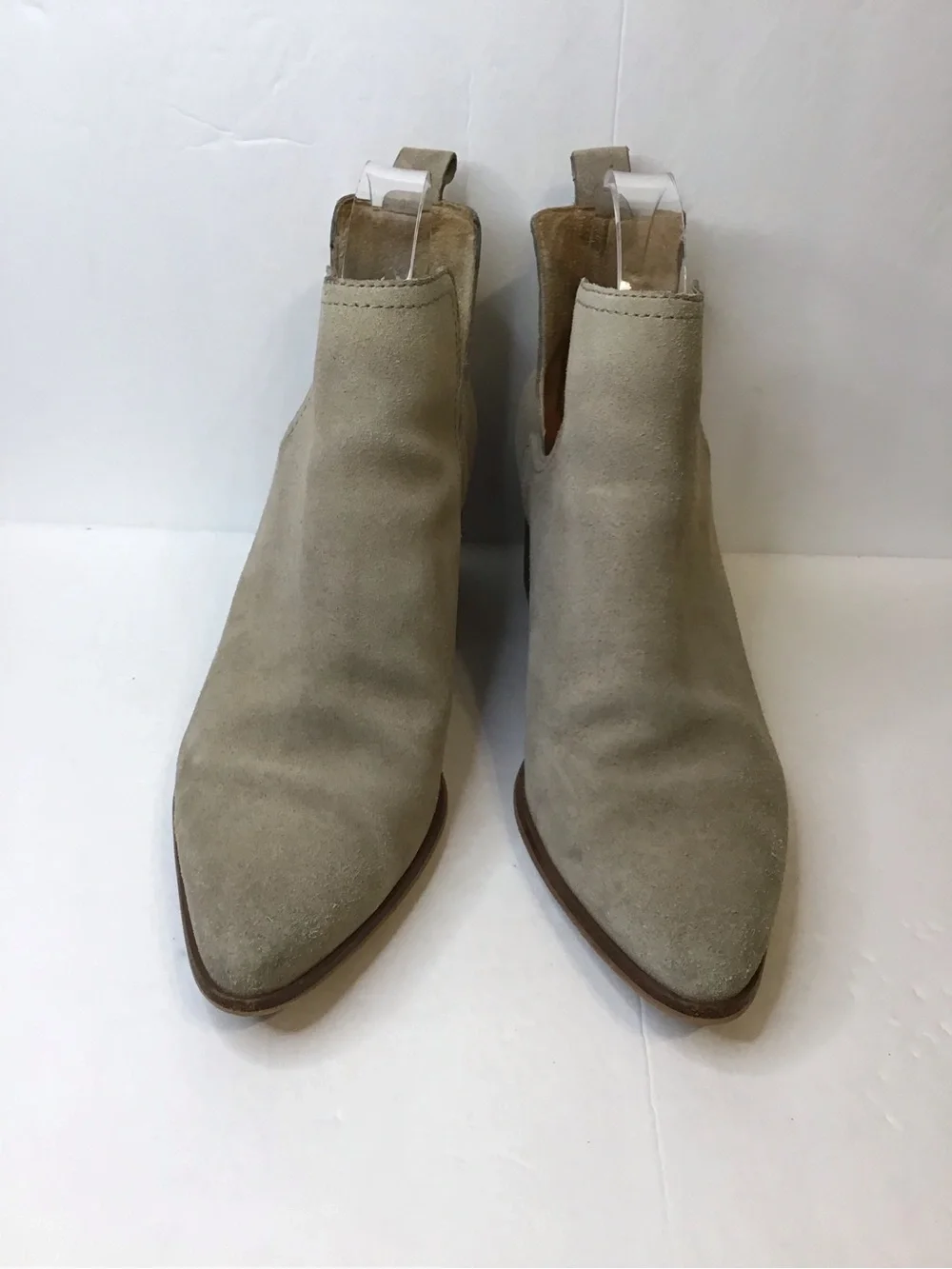 LUCKY BRAND Women's Suede Cutout Pointy Toe Ankle Boots in Light Taupe 8.5
